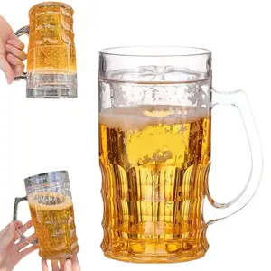 Realistic Prank Beer Mug, Fake Beer Cup, 400ML Large Capacity Dual Layer Handle Funny Beer Cup for Jokes & Parties Decoration, Funny Dad Mug, Funny Gift Mug
