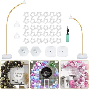 Gold Balloon Arch Stand Kit, 9.3ft & 6ft Free Bending Soft Balloon Flower Backdrop Stands Set with Base for Birthday Decorations Baby Shower Wedding Graduation Balloons