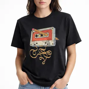 Funny Graphic T-shirt Men's Vintage Cassette Tape Repair. Soft Cotton Retro Music Tee. 80s 90s Nostalgia Hipster Top. Cool Birthday Gift for Him. Classic Crewneck Short Sleeve Shirt.