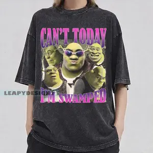 [ Sale Up To 40%]Comfort Colors® Funny Shrek Meme Shirt, Can't Today I'm Swamped Graphic Tee