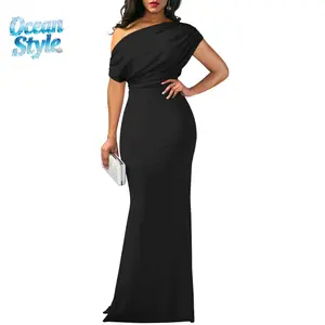 Women's Elegant Sleeveless Off Shoulder Bodycon Long Formal Party Evening Dress Fabric Polyester