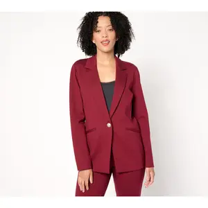 Tailored by Susan Graver Regular Smart Ponte 350 Notch Collar Blazer