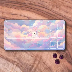 MTG Playmat with Zones, Cute Bunny Themed MTG Play mat, Aesthetic Pastel TCG Playmat, Cozy Gamer Girl Gifts, Gaming Mouse Pad Desk Mat, Desk Decor