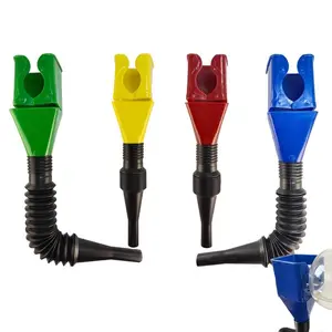 4pcs Funnel for Car Oil Change Retractable Automatic Fuel Funnel Clip Bottle Flexible Drain Tool Snap Funnel Color Mixing Automotive Vehicle