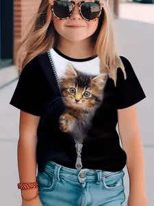 Cute Pattern Kids Short Sleeve T-Shirt, Unisex Summer Graphic Tee, Loose-Fitting Casual Top, Clothing for Boys and Girls