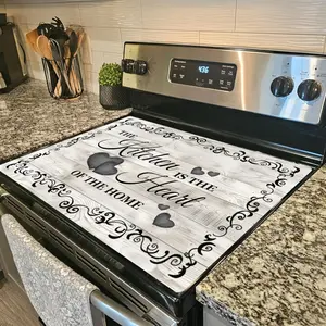 1pc "Kitchen is the Heart" Diatomite Electric Glass Stove Cover - Scratch-Resistant Rubber Protector, Suitable for Ceramic Cookware, Coffee and Dish Drying Mat, Ideal for Cooking, Dining, and Fridge Decoration