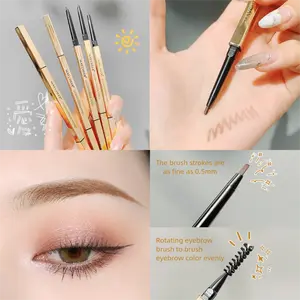 MAYCHEER Small gold tube double-head eyebrow pencil waterproof and sweat-proof for long-lasting and not smudged naturally ultra-fine eyebrow brush