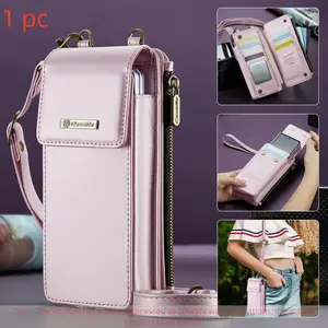Me50 Fold Universal Case for Samsung Zfold Series, 9 Card Slots, Rfid Shield, Adjustable Shoulder Strap, Wallet Slot, Short Lanyard