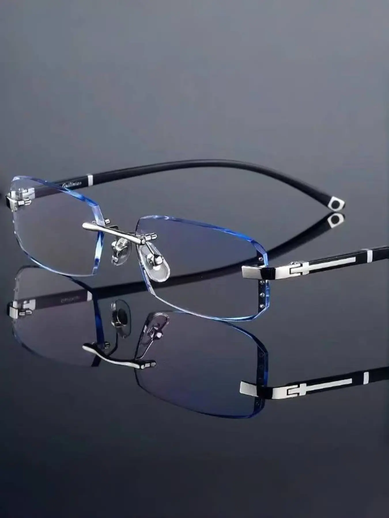 Unisex Vintage Classic Frameless Glasses, Classic Fashion Glasses, Rimless Eyeglasses, Decorative Glasses, Ideal for Reading, Office and Computer Use