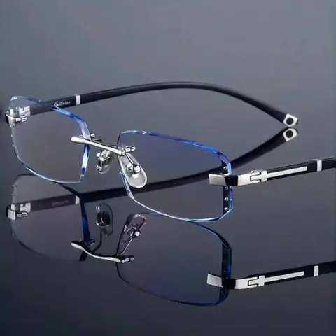 Unisex Vintage Classic Frameless Glasses, Classic Fashion Glasses, Rimless Eyeglasses, Decorative Glasses, Ideal for Reading, Office and Computer Use, Fashion Accessory Eyewear