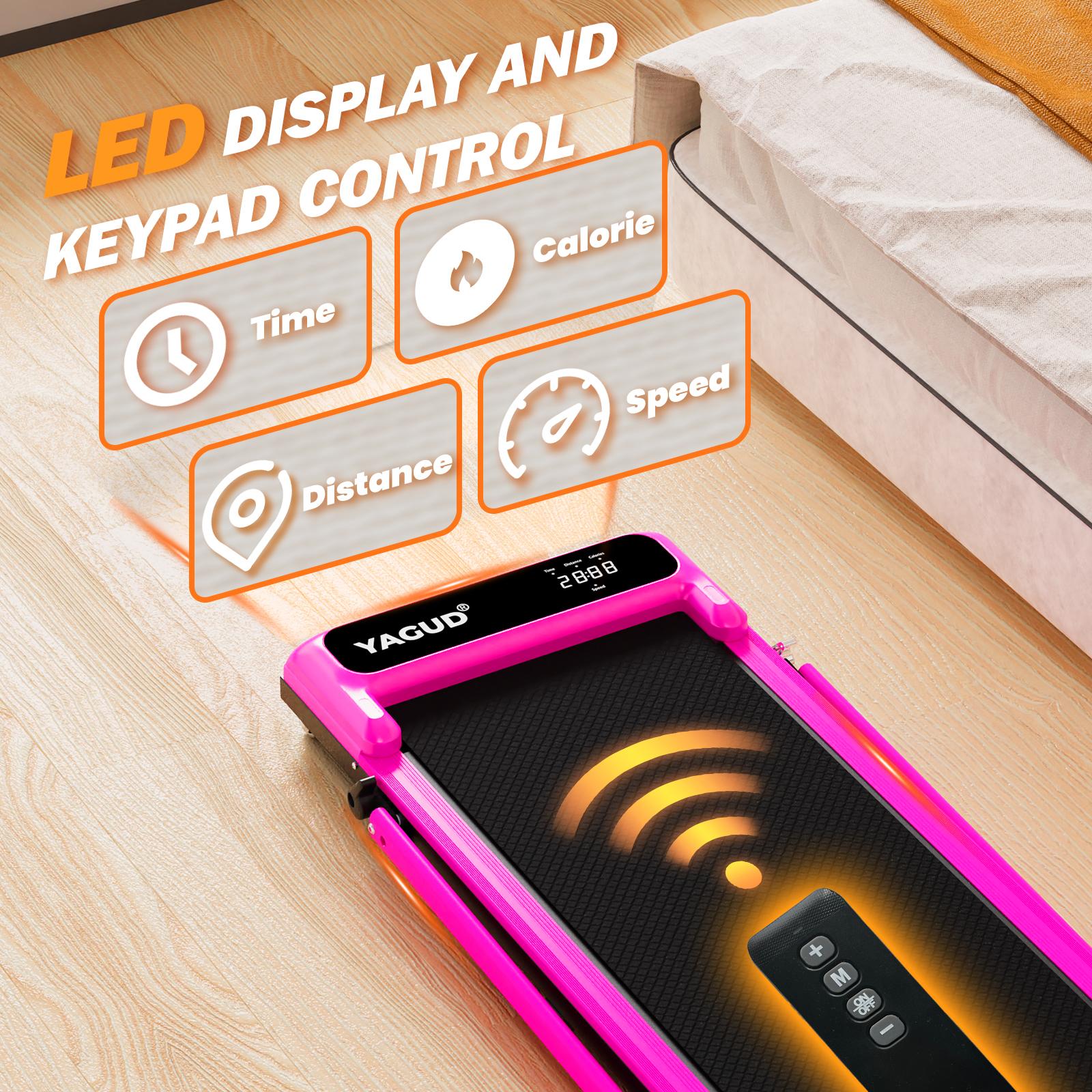 【Adjustable Incline】 YAGUD Foldable Treadmill, Low-Noise Motor Walking Pad, 265lbs Weight Capacity, Remote Control & Wheels for Easy mobility, Comes with Free Resistance Bands, Dual Shock-Absorption System SpringStatements