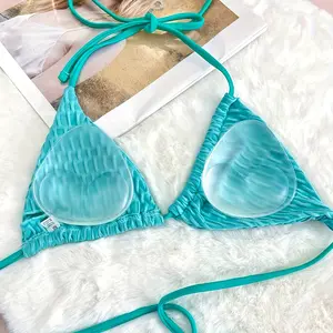 Silicone Triangle Bra Inserts Pads Enhancers - Elegant Style Solid Color, Hand Washable, Reusable Swimwear and Bikinis, Non-Textile, 1 Pair Set  Womenswear Comfort Clear