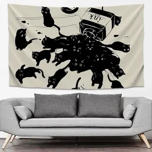 Cute Cat Series Large Wall Hanging Rug, Durable Decorative Tapestry, Multi-Size Polyester Fabric, Easy Clean, Soft Durable Material, Perfect Gift for Home Decor