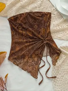 Women's Paisley Print Tube Top, Boho Fashion Casual Top for Daily Holiday Vacation Wear, Women Clothing for Spring Fall