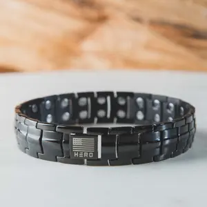 The Hero Company- Sherman Tank Track Titanium Magnetic Bracelet : Helps Pair Veterans With A Service Dog Or Shelter Dog- Faire