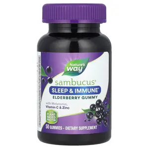 Nature's Way Sambucus®, Sleep & Immune Elderberry Gummy with Melatonin, Vitamin C & Zinc, 50 Gummies
