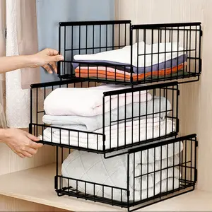 Drawer Storage Basket Layered Partition Shelf Stackable Cabinet Pull-out Wardrobe Storage Bin