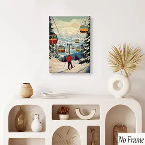 Winter Ski Canvas Poster, Art Decoration, Mountain Landscape Wall Art, Home, Bedroom, Living Room, Gift for Ski Enthusiasts