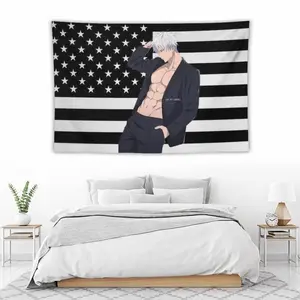 Jujutsu Kaisen Gojo Satoru tapestry anime interior decoration bedside sofa living room hanging painting poster Black flag background wall 13