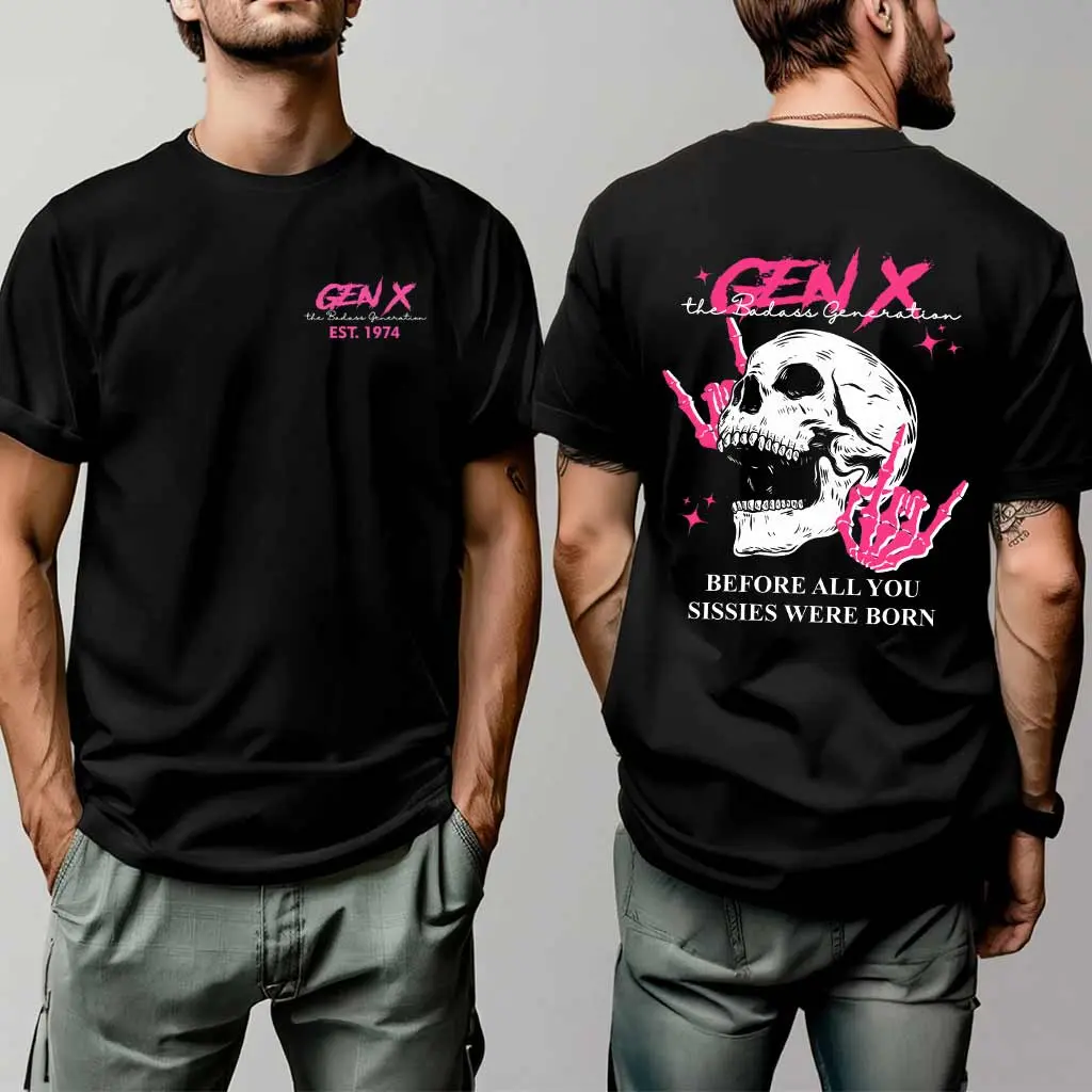 Gen X Skull Pink Shirt, Generation X T-shirt For Women For Men, The Badass Generation Shirt - gen10053