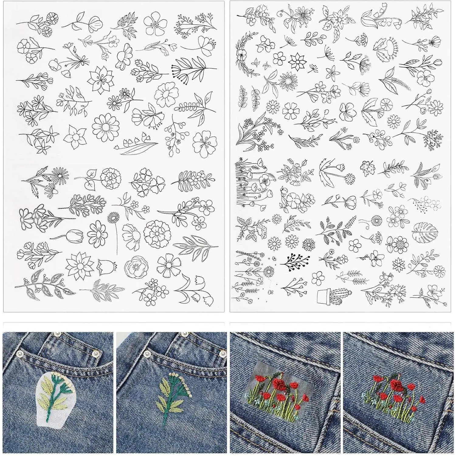 122 count Water Soluble Stabilizer for Flower  Stick and Stitch Embroidery Paper Wash Away Embroidery Stabilizers  Away Patterns for Hand Sewing Lover