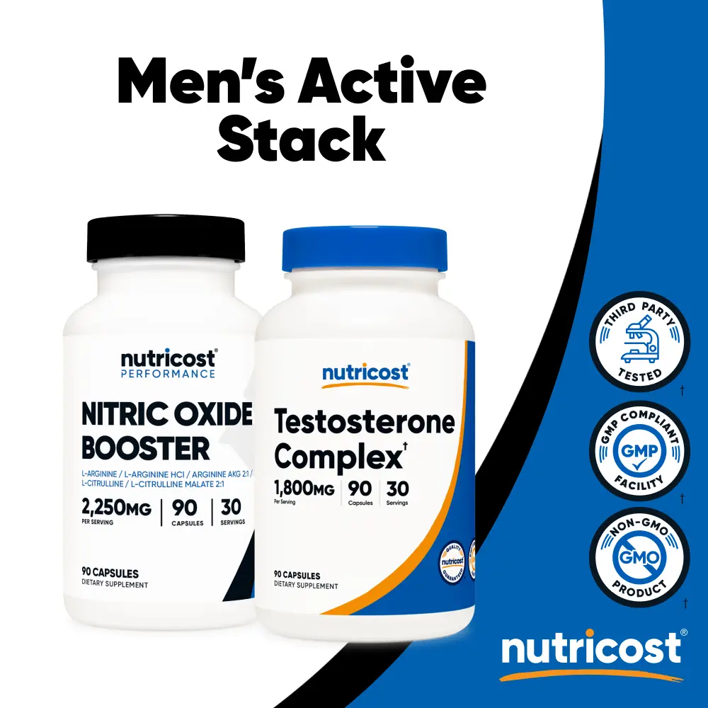 Men's Active Stack - Nitrix Oxide Booster & Testosterone Booster Bundle - 30 Day Supply