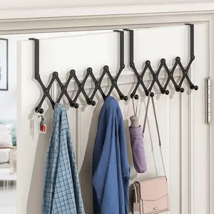 Door Hanging Rack, Door Hook, Bathroom Towel Holder with 6 Hooks, Bathroom Organizer, Wall Mounted Storage Shelf for Living Room, Bathroom, Bedroom, Kitchen