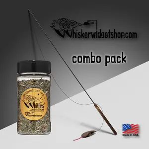 Combo Pack! Cat Teaser Pro cat wand toy/One cup jar of Whiffin's Cat nip
