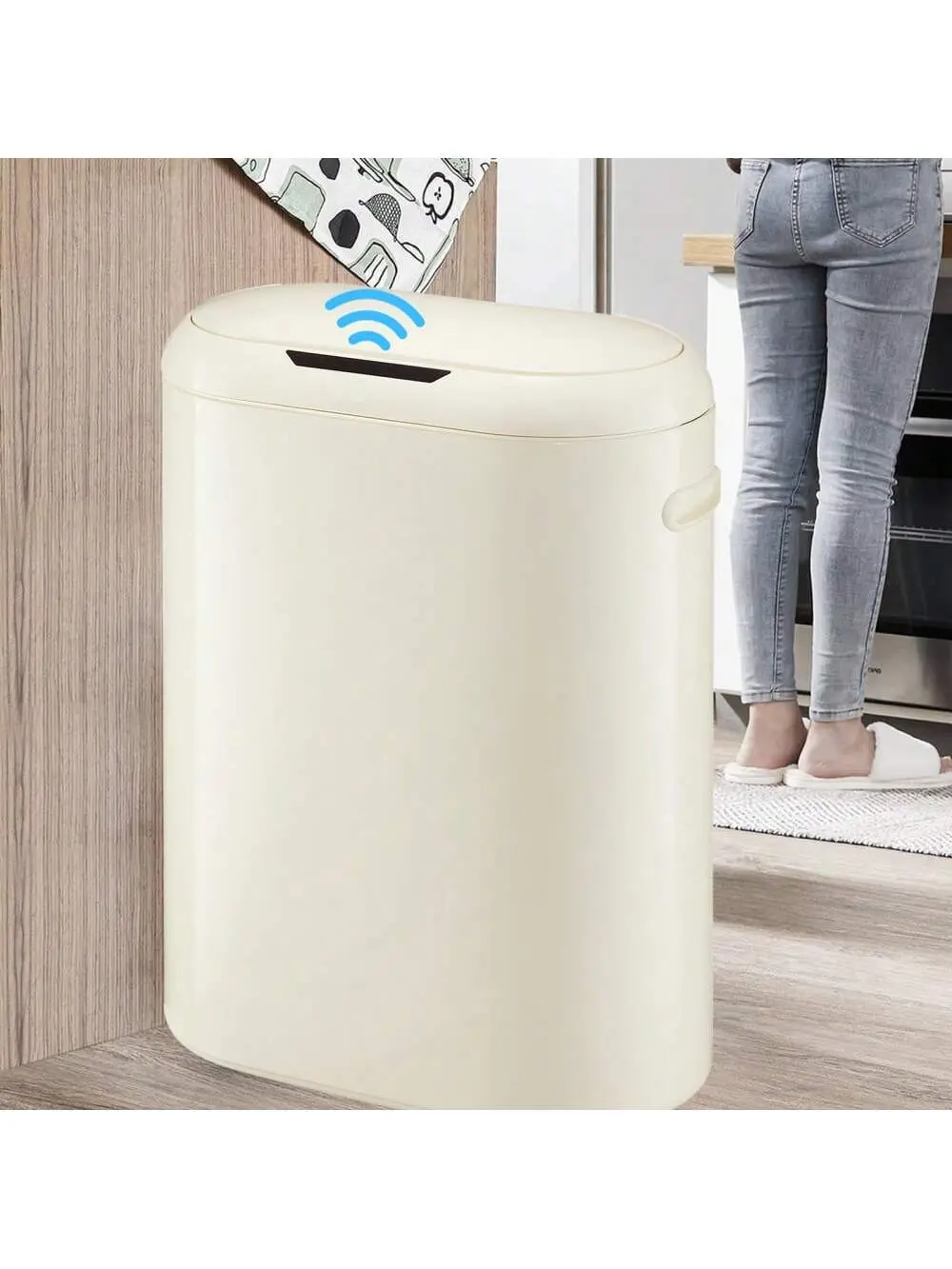 【Christmas Gift】Automatic Trash Can With Lid,13 Gallon Smart Trash Can, 50L Motion Sensor Trash Can For Bedroom, Bathroom, Kitchen, Office Smooth Hand Cover