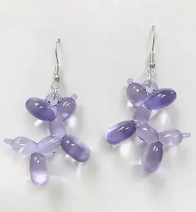 Transparent Purple Balloon Dog earrings Transparent Purple Balloon Dog earrings