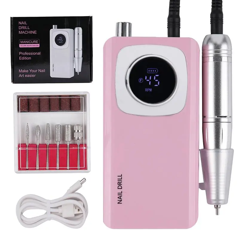 Professional Electric Machine, 1 Set Nail Drill Machine with LCD Display & Multifunctional Polishing Head, Nails Polishing Tool, Nail Art, Nail Drill Polisher for Home & Salon Use