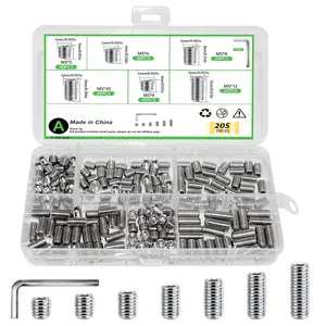 100 count Set Screws Assortment Kit, 6 Sizes Included, M5 Metric & SAE Allen Set Screws for Plumbing, Bathroom Fixtures, Door Knobs
