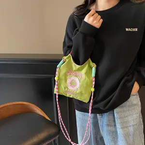 Cute Embroidered Donut Nylon Bag, Mini Casual Commute Handbag, Stylish Shoulder & Crossbody Bag for Women luxury designer tote real