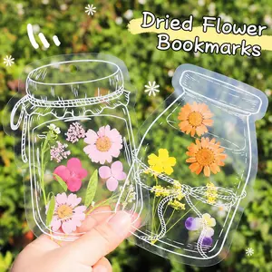 Transparent Dried Flower Bookmarks (No Flower), 20Pcs Dried Flower Bookmark Kit, Handmade Dried Flower Bookmarks, Handmade DIY Transparent Bookmark Beautiful Flower Page
