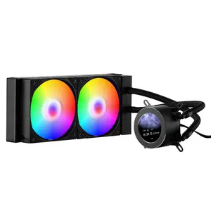 CPU Liquid Cooler, AIO CPU Water Cooler - 120mm PWN Fans Pump, Customizable Black PC Liquid Cooler with 2.1'' LCD ARGB light, for Intel 115X/1366/2011/1700/1200, AMD AM4/AM5