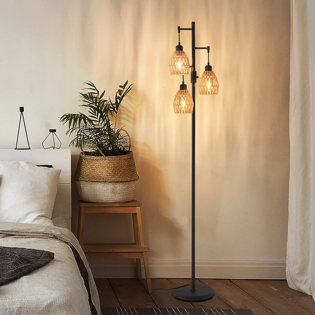 Demilare Farmhouse Floor Lamps for Living Room, 3 x 900LM LED Bulbs Included,Industrial Standing…