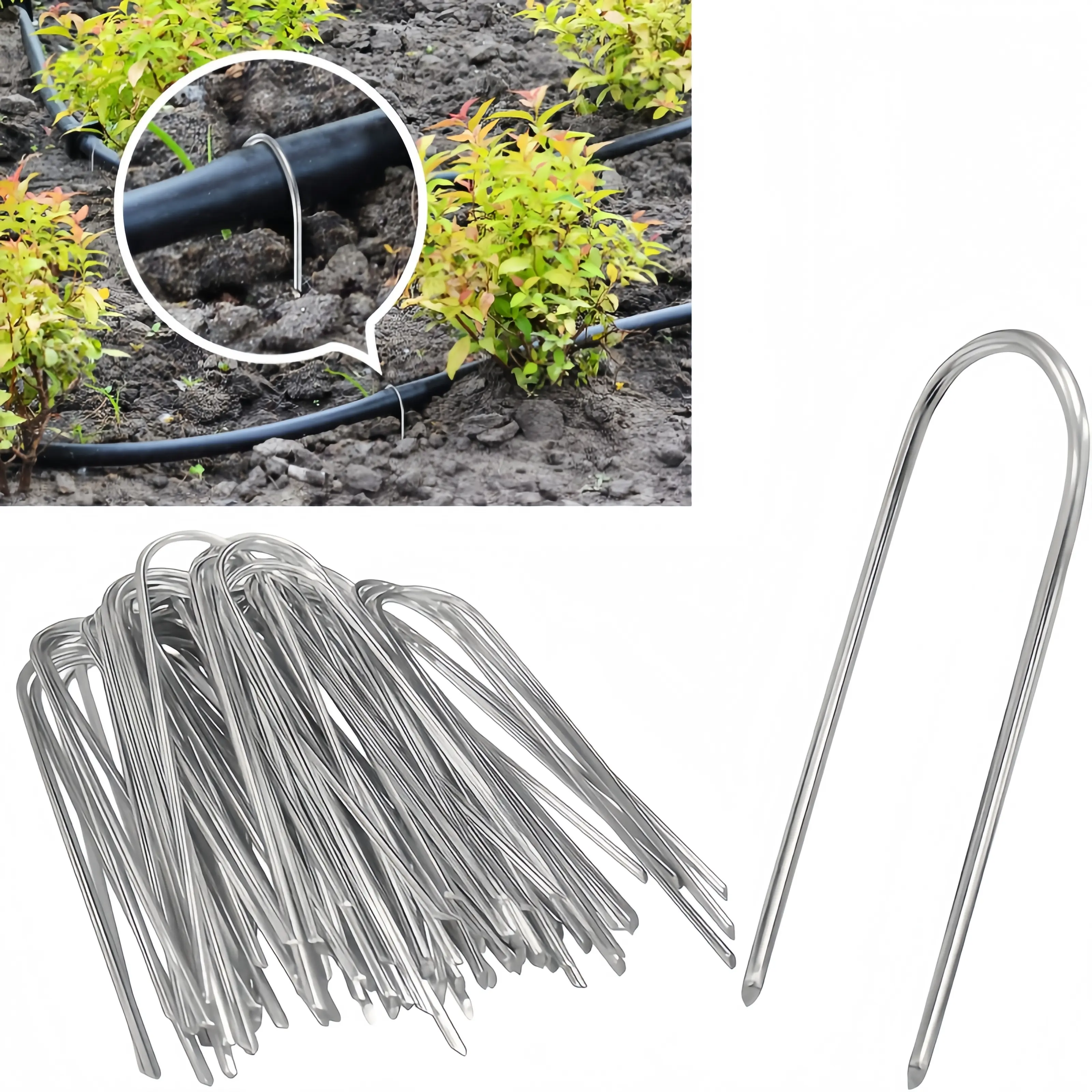 U-Shaped Galvanized Metal Lawn & Garden Securing Staples (50/75/100/125pcs) - Multi-Purpose Stakes for Landscape Fabric, Turf Grass
