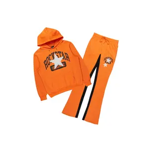 Mallor Orange Baggy Stacked Hoodie Track Set