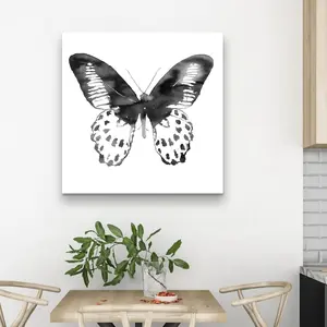 360 Stand 32x32 in. Minimalist Black Butterfly Print Black & White Nature Artwork - Home Wall Decoration, Artistic