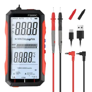 FS899C Digital Multimeter with LCD Screen, USB C Rechargeable Electrical Testing, 6000 Counts True RMS AC/DC Voltage Tester, NCV, Capacitance, Non Voltage Detector for Car, Home