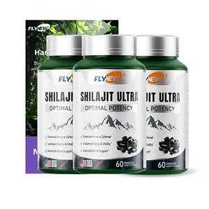 FLYNEW Optimal Potency Shilajit Ultra Adaptogen Energy Stamina Immune Antioxidants Pure Himalayan Organic Resin 60 Capsules Made in USA Natural & Organic