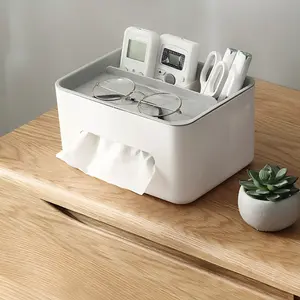 Paper Towel Holder with Storage Box, Remote Control Organizer Decorative Paper Napkin Dispenser, Tissue Dispenser, Office Supplies Desk Accessory