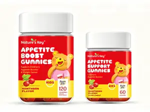 Nature's Key Hawthorn Flavor Appetite Booster Gummies - Kids Vitamin Supplement for Ages 4 & Up, Appetite Stimulant, Healthy Weight Gainer Support for Children 4+, Edible Fitness Aid, 60 Counts Pack and 120 Counts of 1