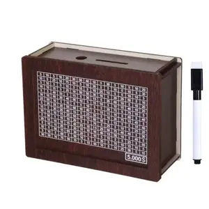 Premium Wood Coin Bank with Digital Counter, Holds Up to $5000 Coins, Easy Tracking & Erasure, Perfect Gift for Adults, Wooden Savings Box, Digital Piggy Bank, Coin Storage