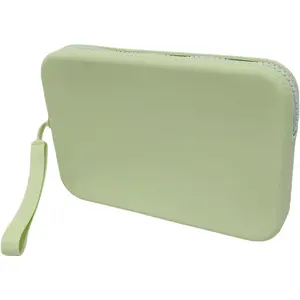 Large Silicone Multifunctional Essential Bag Portable Travel Makeup Bag for Women Men Cards Cash Bag Zipper Pouch (Light Green)