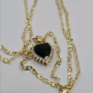 Heart necklace beautiful style black color gold-plated 18"inches 24"inches available