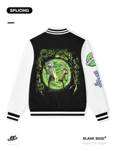 Rick and Morty Universe Portal Print Baseball Jacket, Casual Breathable, Unisex Loose-Fitting Coat, Trendy Sportswear