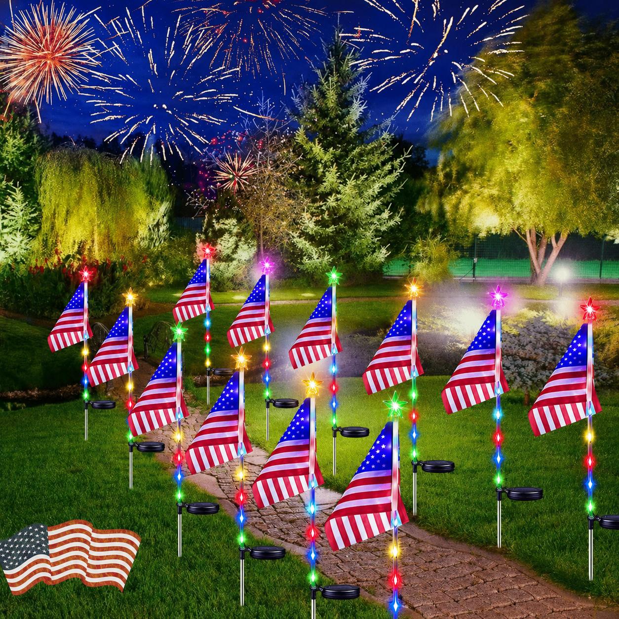 4Pcs American Flag Lights,Solar LED Lights,Solar LED String Lights,Waterproof Led Patriotic Flag Light of The United States for Yard,Garden Decoration,July 4th Independence Day,Labor Day, Festival,Holiday,Party Decoration,Christmas Decorations tiktokshops