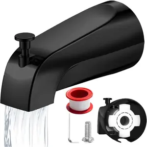 Matte Black Bathtub Tub Spout Faucet with Pull Down Diverter, Fits 1/2" (5/8 inch Dia) Copper Water Tube, Comes with 5/32" Hex Wrench for Bathroom