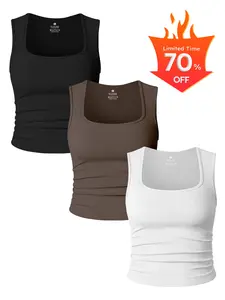 TCVC Woman 's soild color ruched design crop sports tank top ,sporty sleeveless top for yoga gym workout running ,ladies sportswear for all seasons ,gym tops,athletic style activewear.